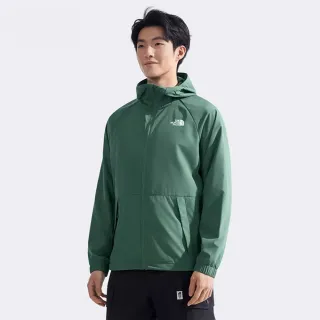 【The North Face】北面男款綠色吸濕排汗連帽外套｜8ET7HCH(排汗衫)