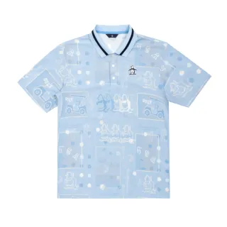 【Munsingwear】企鵝牌 男款淺藍色 高爾夫主題印花短袖POLO衫 MGXT20B9