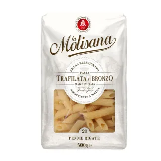 【Molisana 義大利茉莉】石臼碾磨-義大利筆管麵N20-500g x 2包(高山冷泉揉製麵糰)-經典品味組