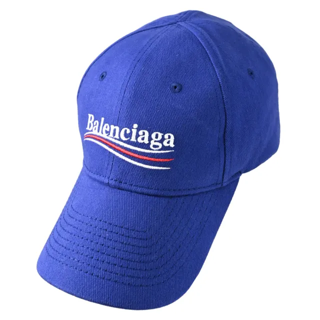 【Balenciaga 巴黎世家】潮流街頭風電繡LOGO棉質棒球帽(藍)
