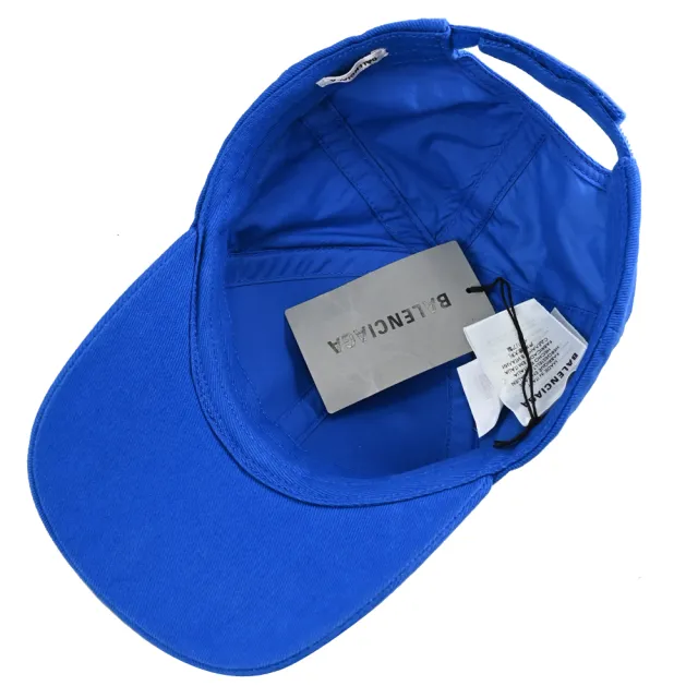 【Balenciaga 巴黎世家】簡約LOGO素雅帽沿電繡個性遮陽帽棒球帽(藍)