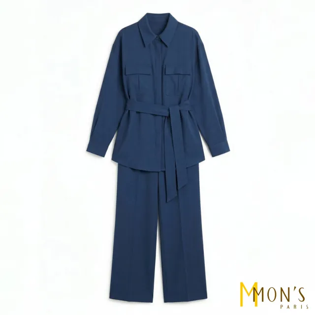 【MON’S】香格麻貼袋兩件式套裝(直)