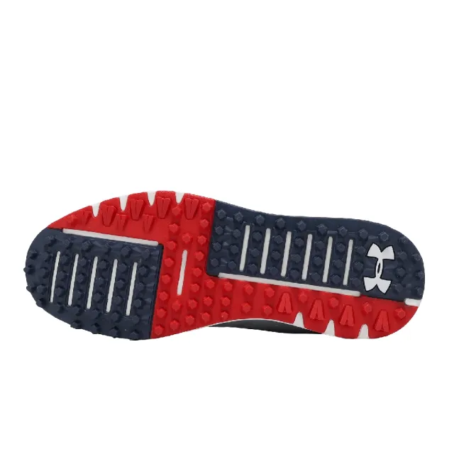 【UNDER ARMOUR】高爾夫球鞋 Drive Medal SL 寬楦 男鞋 灰 藍 無釘 高球 UA 3028240011
