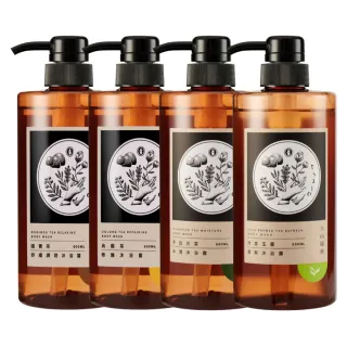 【tsaio 上山採藥】4入組台灣茶系列-沐浴露600ml(任選/手捻花茶/冷泉玉露/國寶茶/烏龍茶)
