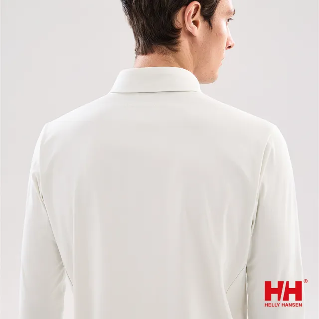 【Helly Hansen】男 H2Explorer 防曬 抗UV 快乾 長袖 Polo衫 黑 白