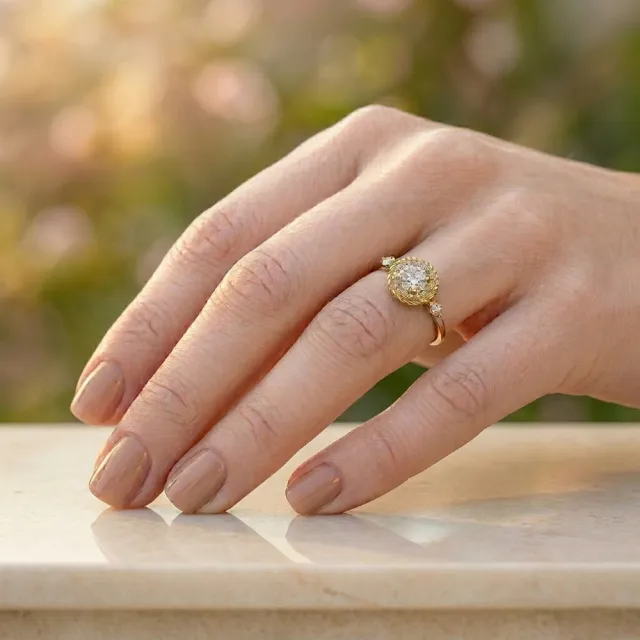 【Luster】38女王!30分 D VS 培育鑽 黃K金 純銀 鑽石戒指(恆久之選陪你每個日常時刻)