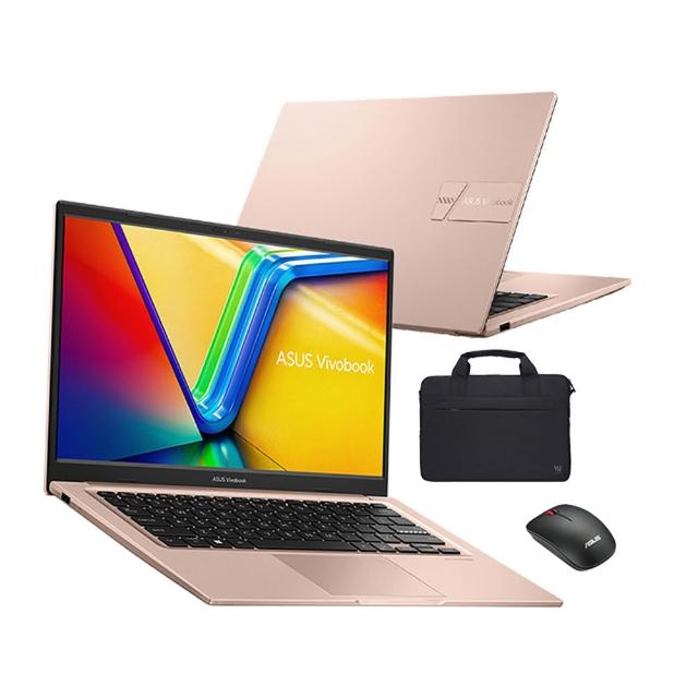 【ASUS】筆電包/滑鼠組★14吋Core 7輕薄16G筆電-蜜誘金(VivoBook X1404VA/Core 7-150U/16G/1TB SSD/W11)