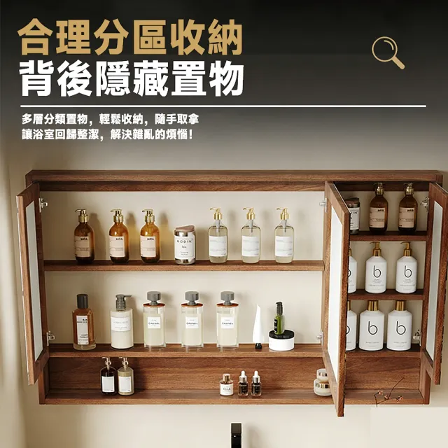 【歐德沐】復古風實木浴室鏡櫃 鏡櫃 鏡箱 70公分 防水防潮 多層儲物 靜音鉸鏈 無燈簡約款 預購15天