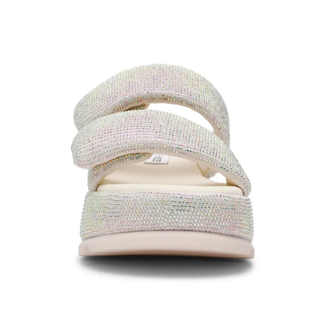 【steve madden】泡泡閃鑽厚底拖鞋 TOKIYO(銀白色)