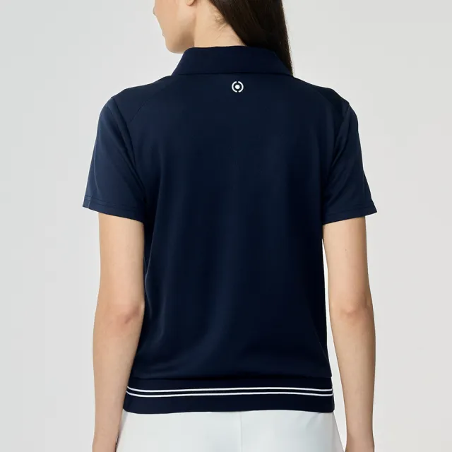 【PING】女款伸縮織帶涼感短袖POLO衫-深藍(吸濕排汗/GOLF/高爾夫球衫/RA26115-58)