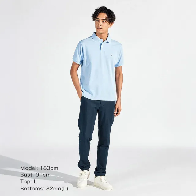 【Munsingwear】企鵝牌 男款淺藍色高級材質親膚舒適透氣合身剪裁時尚風格短袖POLO衫 MGVJ2500
