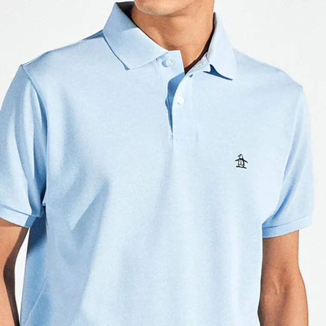 【Munsingwear】企鵝牌 男款淺藍色高級材質親膚舒適透氣合身剪裁時尚風格短袖POLO衫 MGVJ2500