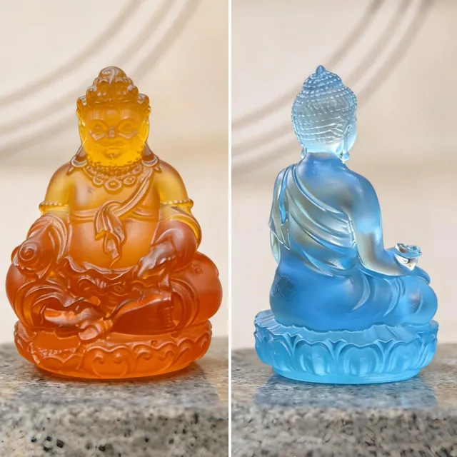【LEEHER】琉璃佛像擺件/黃財神/擺件/招財小物/風水擺件/佛像擺件/車用擺件/藥師佛/桌面擺設/居家擺件/
