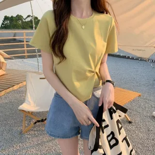 【Uicy】韓版寬鬆不規則短版上衣 衣服 女裝 t恤 短袖t恤 上衣 T456