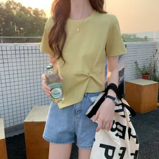 【Uicy】韓版寬鬆不規則短版上衣 衣服 女裝 t恤 短袖t恤 上衣 T456