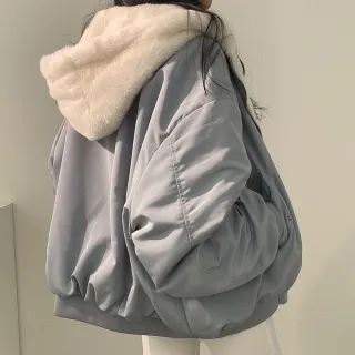 【Uicy】韓版兩面穿復古色系寬鬆加厚毛毛外套 外套 防曬外套 女 J183