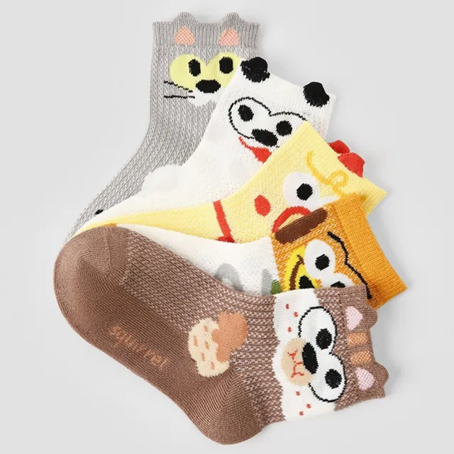 【橘魔法】（5雙一組） 涼夏透氣網眼精梳棉中筒襪(襪子 中性款 男童 女童 兒童 童襪)