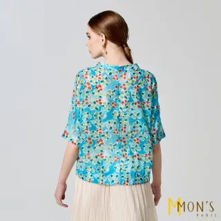 【MON’S】桑蠶絲棉印花上衣(直)