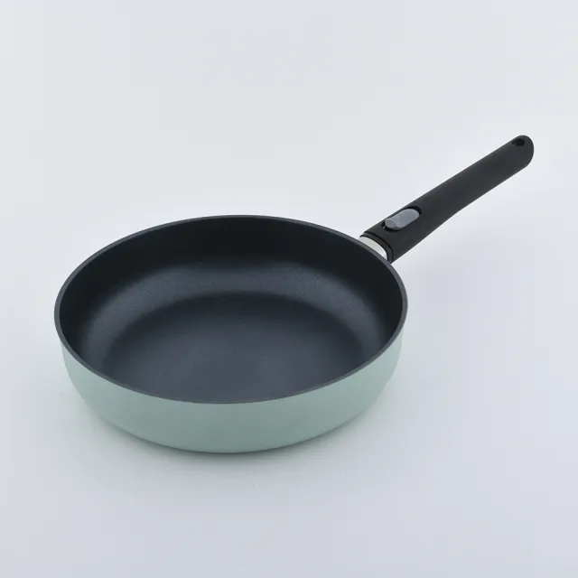 【Woll】Ecolor 不沾平底深鍋含蓋 28cm 莫蘭迪綠 (電磁爐 IH爐可用)(平輸品)