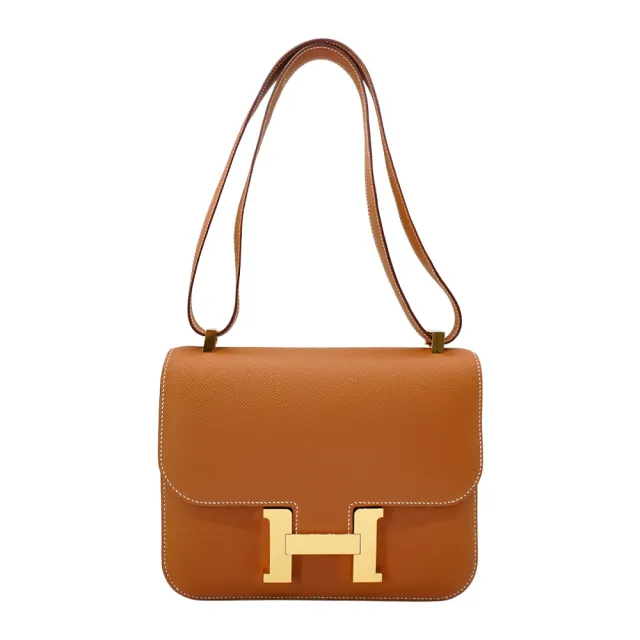【Hermes 愛馬仕】二代 Constance 24 Epsom牛皮金釦肩背/斜背(Gold棕)