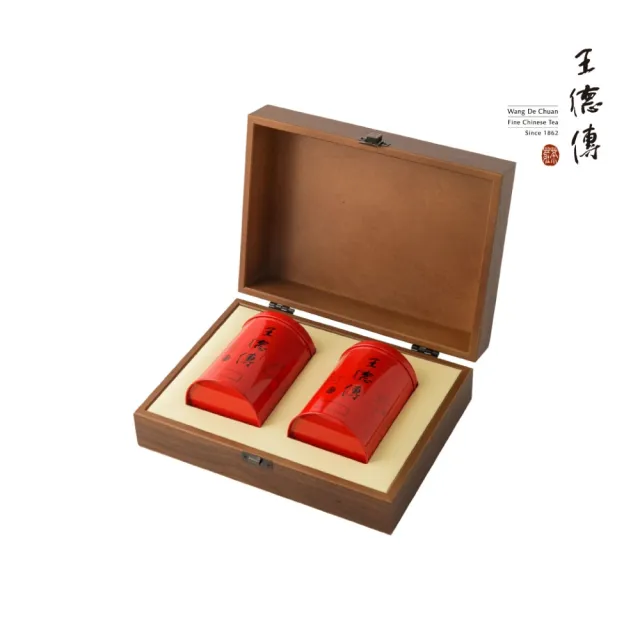 【王德傳】德傳經典木盒茶葉禮盒附提袋-大禹嶺高山烏龍150g+梨山烏龍150g(德傳經典燙金木盒茶禮)