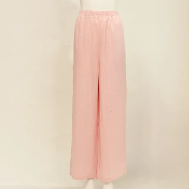 【ILEY 伊蕾】春日花紗紋理寬直筒褲(粉；M-XL；1262366504)