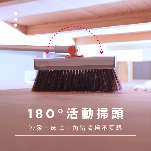 【德昌】馬上淨折疊站立不卡毛髮掃把畚斗組1組+自動夾布拖把1支(掃把/畚斗/畚箕/不卡頭髮/平拖/地板清潔)