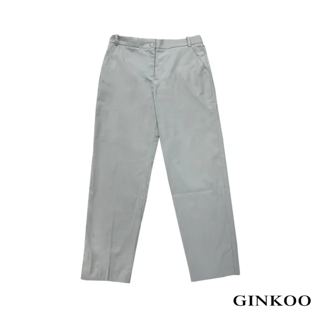 【GINKOO 俊克】褲口小開衩後鬆緊直筒褲