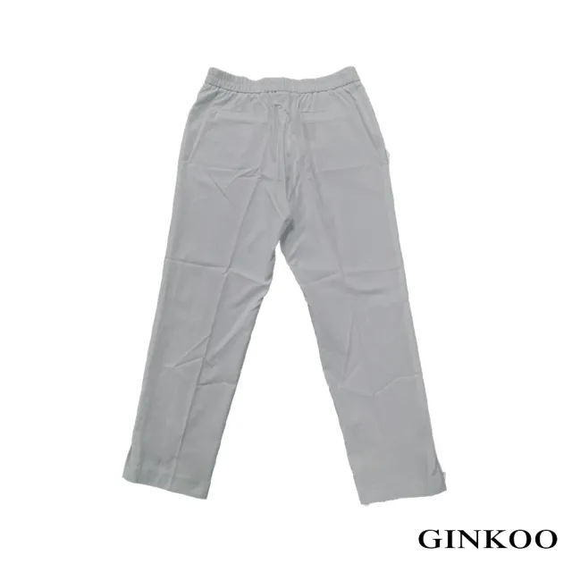 【GINKOO 俊克】褲口小開衩後鬆緊直筒褲