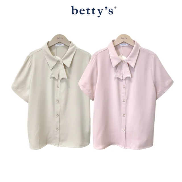 【betty’s 貝蒂思】可愛領結珍珠釦開襟襯衫(共二色)