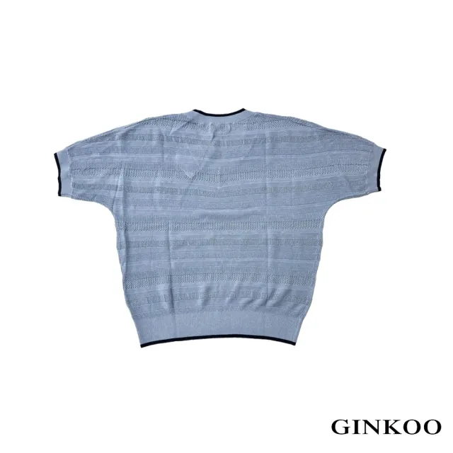 【GINKOO 俊克】V領連袖織紋針織上衣