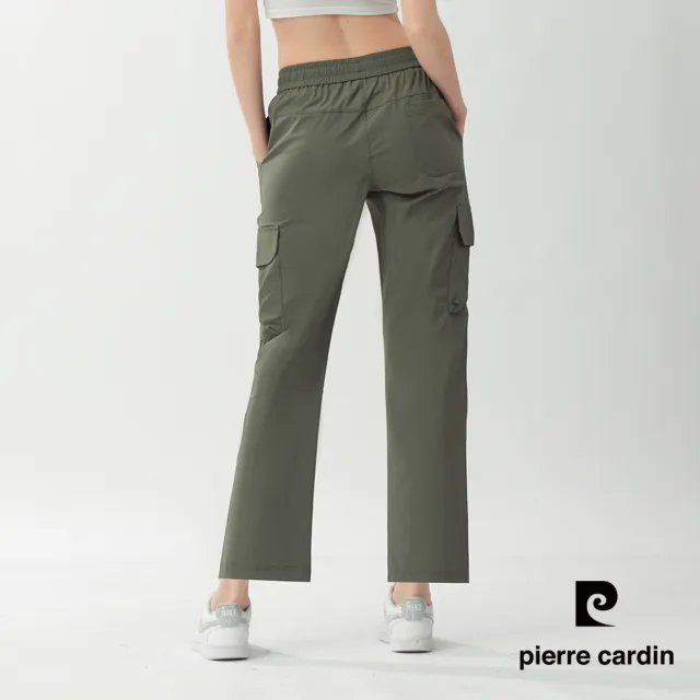 【pierre cardin 皮爾卡登】網路獨家 女款 快乾透氣輕量機能工裝長褲/寬褲-綠色(8267883-47)
