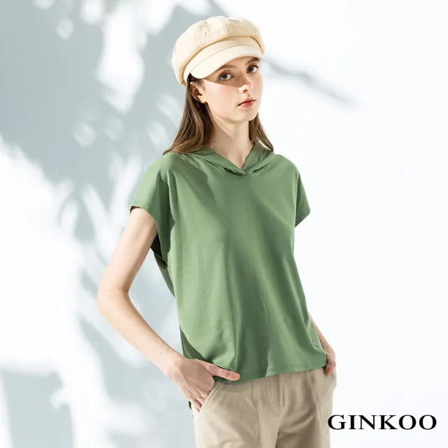 【GINKOO 俊克】後衩釦飾連帽上衣