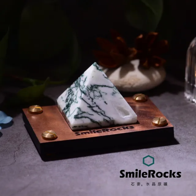【SmileRocks 石麥】石麥水晶原礦 水草瑪瑙金字塔 SmilePAD 6X9cm  1000首選 No.62559260335