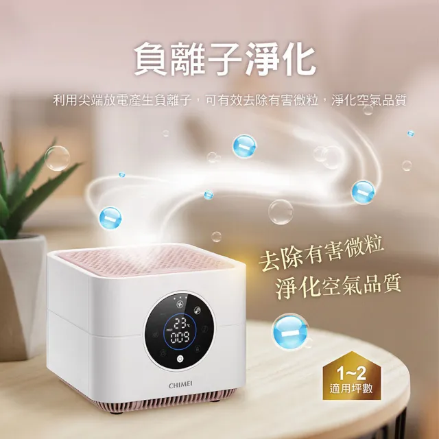 【CHIMEI 奇美】mini淨雙入組 智能小巧桌上型空氣清淨機/除甲醛/HEPA H13/負離子/DC馬達/(AP-01UNWH)