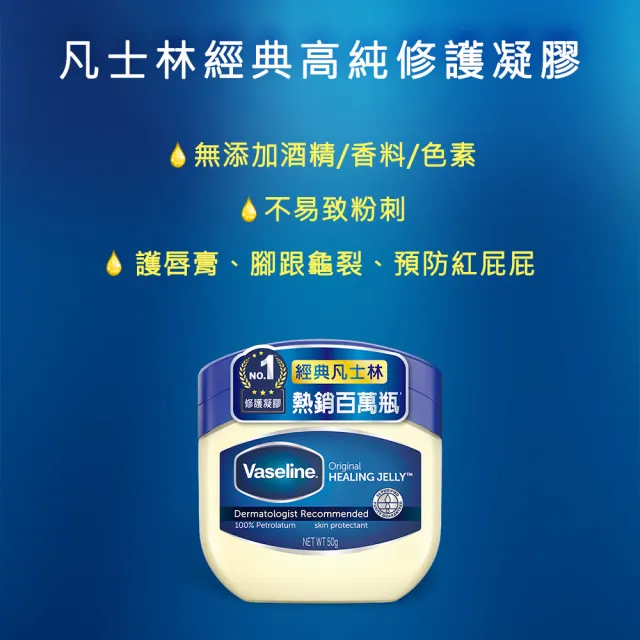 【Vaseline 凡士林】官方直營 經典高純修護凝膠50g 12入_箱購