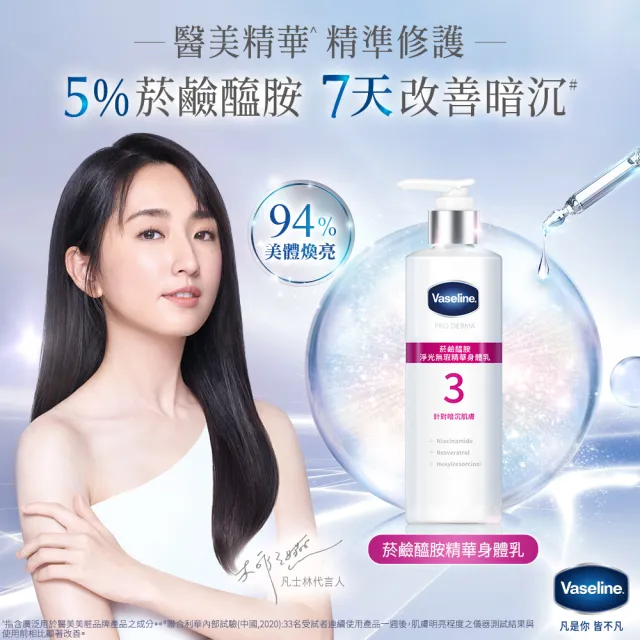 【Vaseline 凡士林】官方直營 全能精華身體乳250ml(菸鹼醯胺/玻尿酸/果酸精華/撫紋A酯)