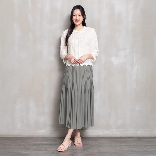 【perng yuh 芃諭名品】霧語詩節 鬆緊腰 雪紡褶裙(2026 SS Collection|5A春夏新品上市)