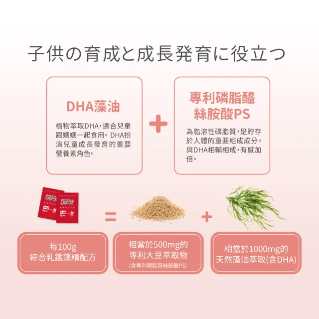 【小兒利撒爾】綜合乳鐵藻精蛋白 90包 5盒組 共450包(獨家組 新升級配方 初乳蛋白+藻精蛋白+DHA藻油)