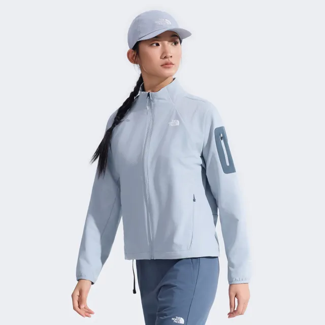 【The North Face】北面女款灰色DWR防潑水立領棋盤格外套｜8DFDFM2