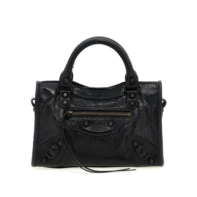 【Balenciaga 巴黎世家】Le City Mini羊皮手提/肩背/斜背/機車包 黑色 8063952ABEK1000『entrupy安心購』