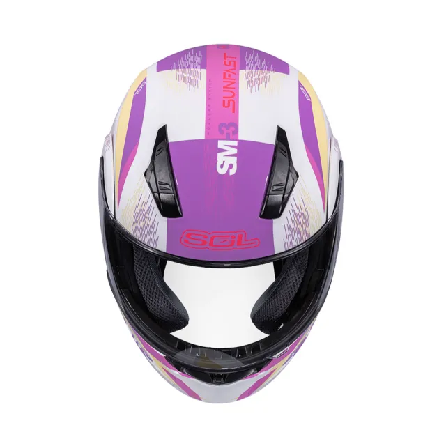 【SOL】SM-3 流星 白/紫 可樂帽 全罩式 MD-04(可掀式安全帽│鏡片│內襯│輕量化)
