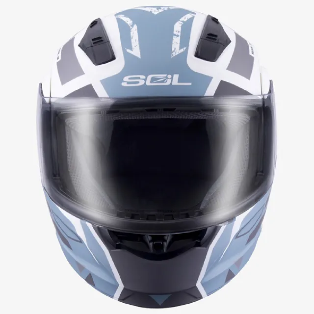 【SOL】SM-3 戰將 消光白/灰藍銀 可樂帽 全罩式 MD-04(可掀式安全帽│鏡片│內襯│輕量化)