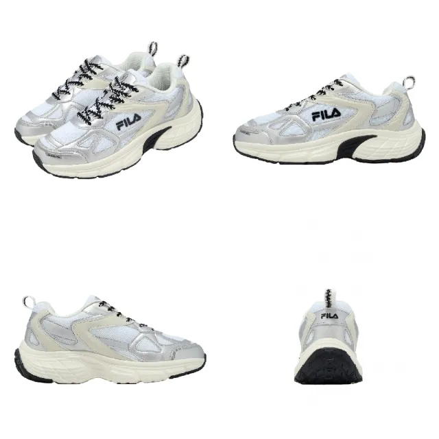【FILA】休閒鞋 Cubix 男鞋 藍 銀 緩衝 拼接 運動鞋 1C342A810