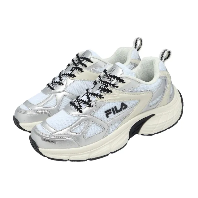 【FILA】休閒鞋 Cubix 男鞋 藍 銀 緩衝 拼接 運動鞋 1C342A810