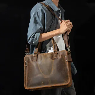 【KEDDY】雙11 復古男士包-真皮-14吋筆電包-商務包-手提包-牛皮包-通勤電腦包-時尚皮包-公事包- 