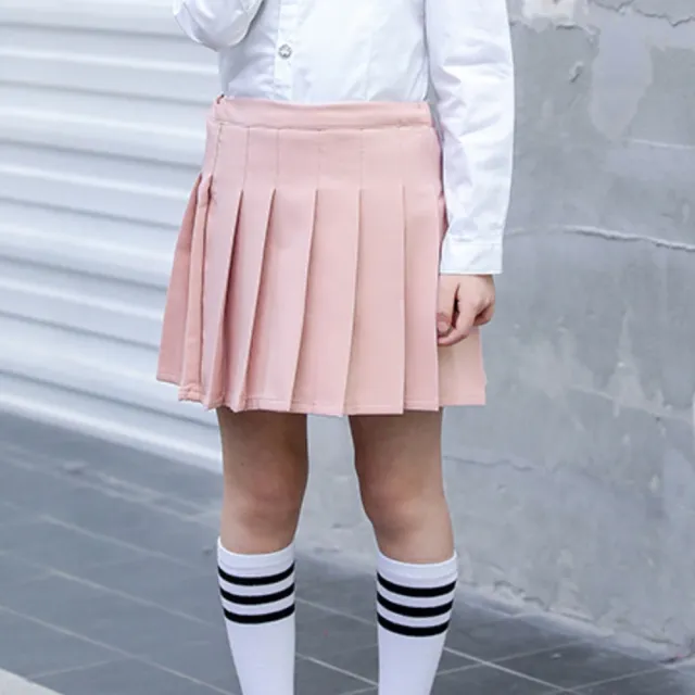 【橘魔法】調節扣百褶裙褲裙 內有安全褲 大童 女童 兒童 童裝 短裙 裙子 格子裙 校園 制服 表演 聖誕 過年