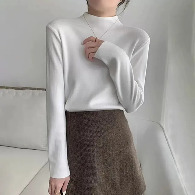 【Uicy】韓版薄內刷毛高領長袖上衣 長袖上衣 長袖T恤 衣服 女 W321