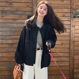 【Uicy】韓版甜酷寬鬆皮外套 外套 防曬外套 女裝 上衣 衣服 J382