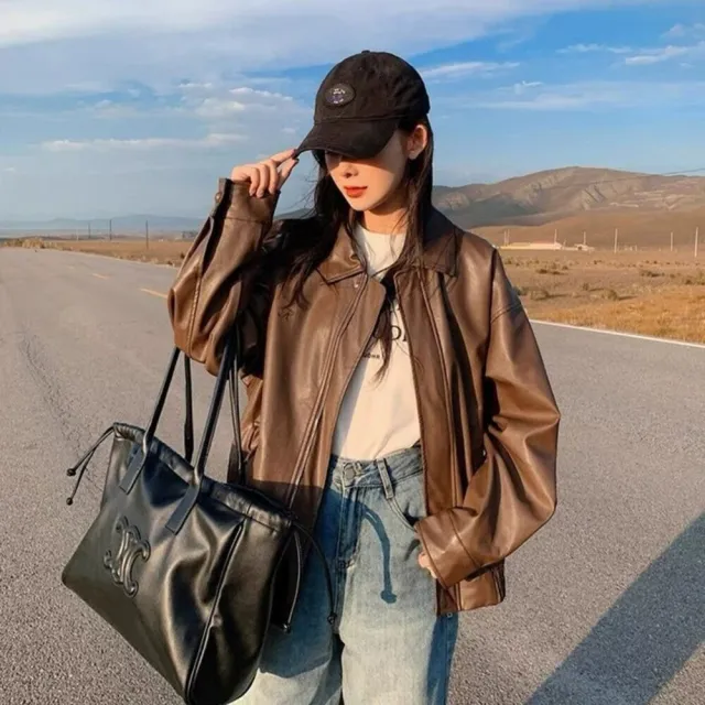 【Uicy】韓版甜酷寬鬆皮外套 外套 防曬外套 女裝 上衣 衣服 J382